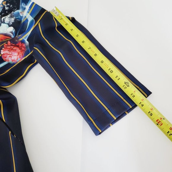 CLOVER CANYON USA Navy Luxury Floral V-Neck Graphic Summer Sheath Dress - Picture 12 of 13